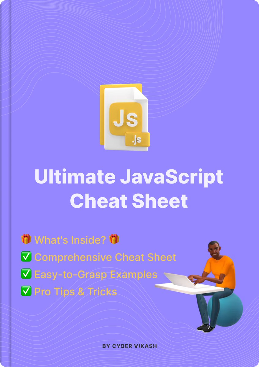 cybervikash_'s tweet image. 🚀 Discover the Magic of JavaScript! 🚀

📚 Unleash Your Full Coding Potential with the &quot;Ultimate JavaScript Cheat Sheet&quot; ebook, absolutely FREE! 🎉

👉 Like, 
👉Reply &quot;JS&quot;,
👉 Follow @cybervikash_ 

to claim your FREE Ebook! 💯
 #JavaScript #CodingMadeEasy #FreeEbook