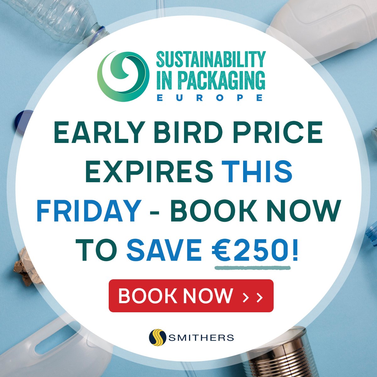Save €250 off your #SustainabilityinPackaging Europe ticket by booking before THIS FRIDAY 21 July. Register now to join leading industry stakeholders as we discuss how to achieve circularity bit.ly/3rE6paw #sustainablepackaging #sustainability #packaging #sustpack
