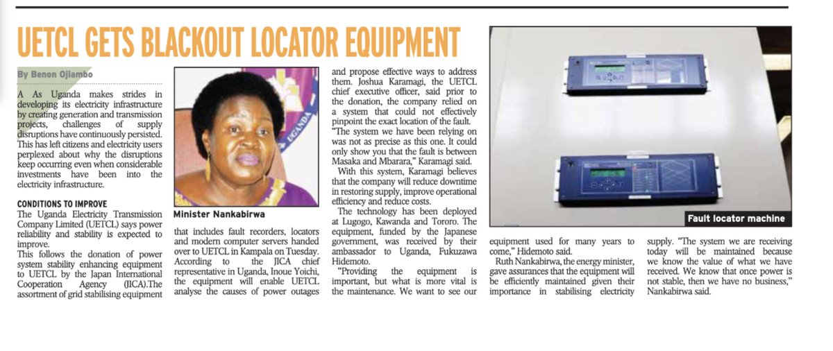 In today's dailies, @uetcl received power system stabilising equipment from @JicaUganda.