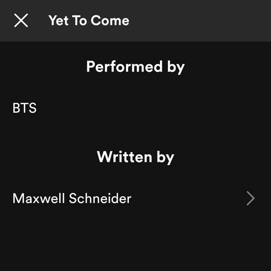 borarjrye's tweet photo. Hey @Spotify @SpotifyCares
RM's, SUGA's and J-HOPE's writing credits are removed from the tracks Life Goes On and Yet To Come on Spotify. Jimin’s writing credits are removed from Like Crazy. And the credits of Sweet Night are wrong since V wrote and composed it! Please fix it! https://t.co/l2cVMBnD30