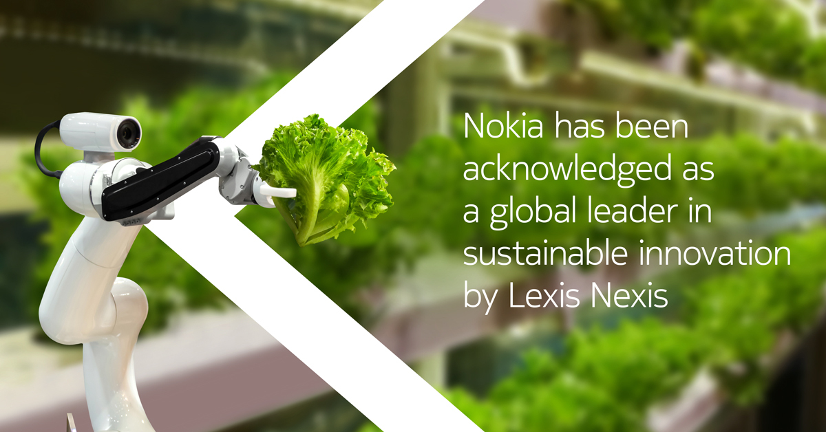 nokia's tweet photo. Weβre proud to have been acknowledged as a global leader in sustainable innovation by @LexisNexisIP. Find out more about how weβre helping the world to act together here: https://t.co/A1wGSCKP8G #ExponentialPotential #Sustainability https://t.co/JHhLH634T0