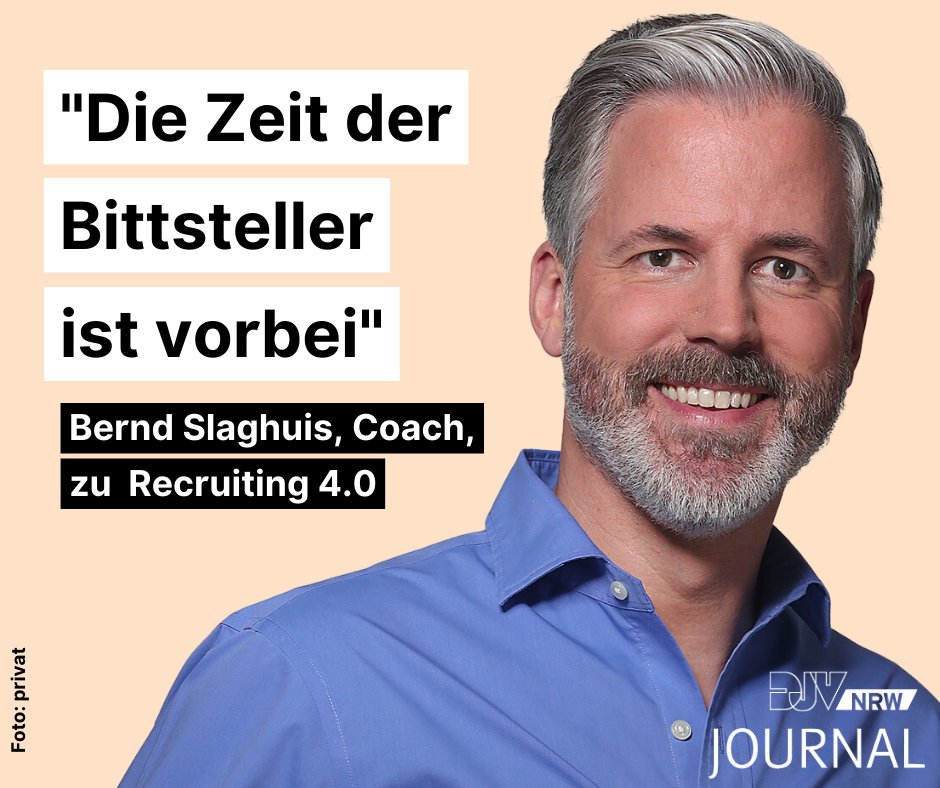 DJV_NRW's tweet photo. "Die Bewerbung in Papierform ist ausgestorben“, weiß
@Coach_Koeln Dr. Bernd Slaghuis. Zum Thema #Recruiting  4.0: So geht bewerben heute" hat der Experte mit Daniela @LukassenHeld für unser DJV-NRW-JOURNAL gesprochen>>> https://t.co/v0hI0bWFKm https://t.co/65s7w1cgxD