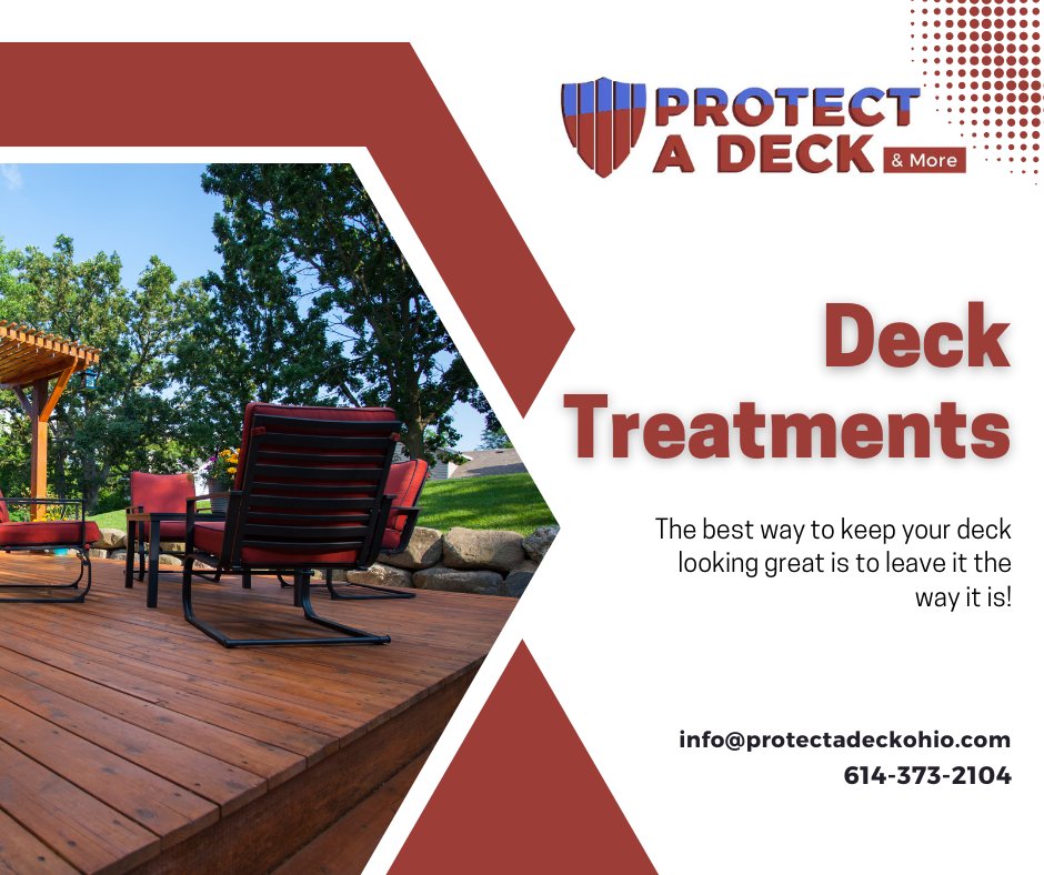 Protect A Deck

We offer Deck treatments, which likely refers to a service or product that enhances and protects outdoor decks. Deck treatments are applied to wooden decks to improve their appearance, durability, and longevity

Contact: protectadeckohio.com/dublin-oh/