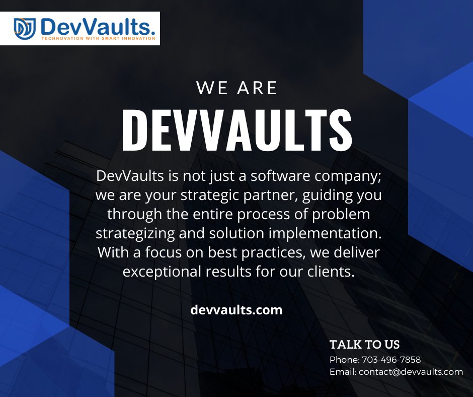 DevVaults's tweet photo. The 𝐬𝐞𝐜𝐫𝐞𝐭 of success is knowing what others don't. At DevVaults, we understand our clients' unique needs and provide tailored solutions. 

Discover more: https://t.co/0nNuciB0nE 
Email: contact@devvaults.com

#software #development #solutions #innovation #DevVaults https://t.co/xYMQ67hKvs