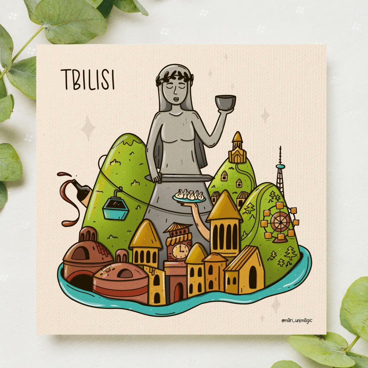 Good morning ☀️
I'm drawing a series of postcards about Georgia❤️ Tbilisi is ready😁