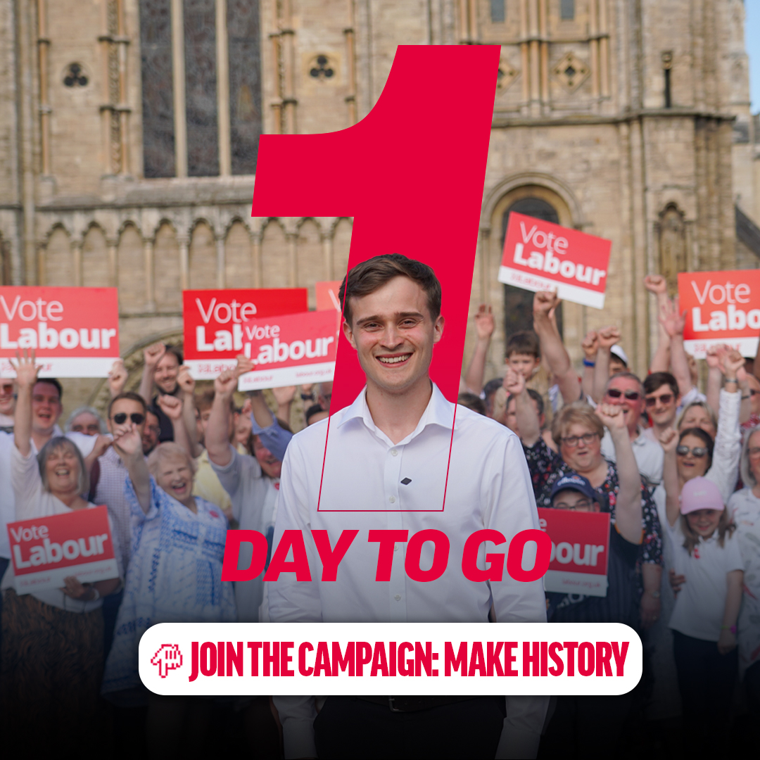 There's only one day to go! Can you help us make history tomorrow? If you can, please join our campaign! Let us know if you can join here: yorkshirehumberlabour.org.uk/polling-day-in…