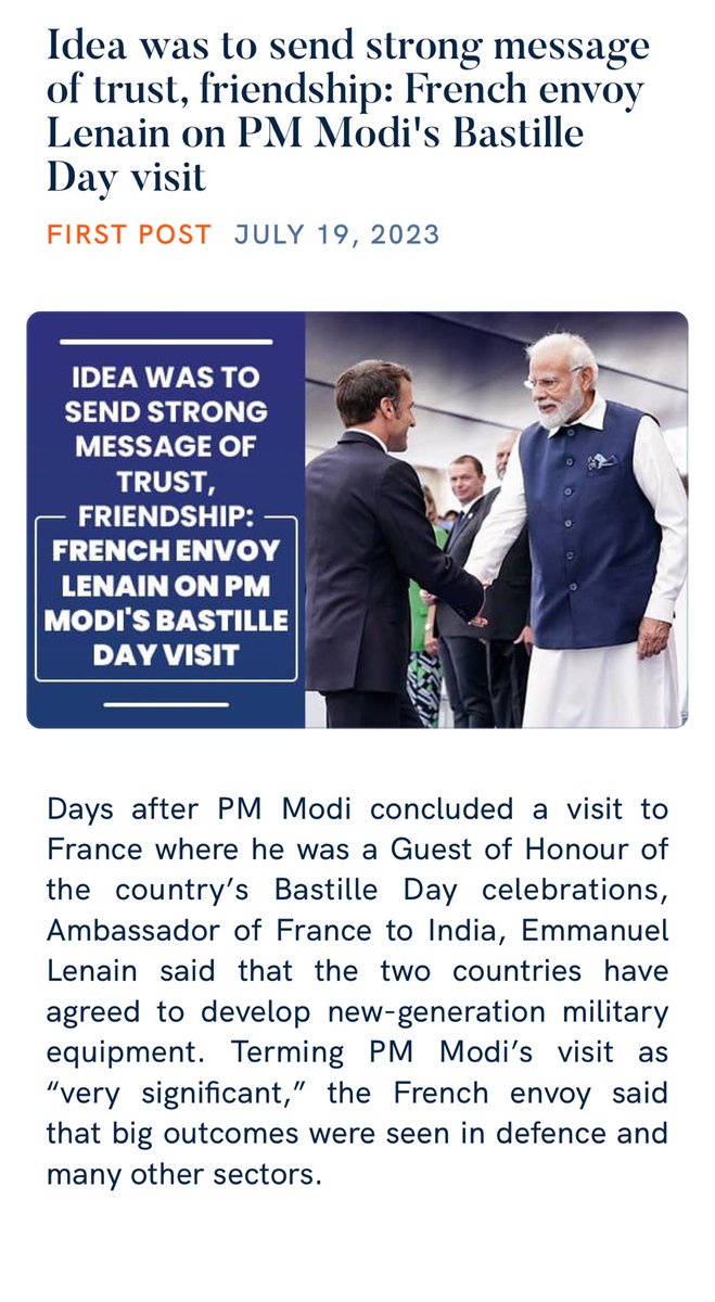 Idea was to send strong message of trust, friendship: French envoy Lenain on PM Modi's Bastille Day visit
 https://t.co/Cmxq7ieS8L

via NaMo App https://t.co/hHUwicc84F
