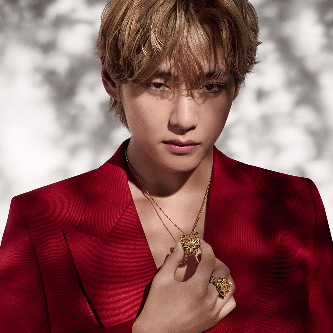 The Maison is very pleased to announce the pop icon V of @bts_bighit as the newest Cartier ambassador, wearing the Panthère de Cartier collection. #PanthèredeCartier