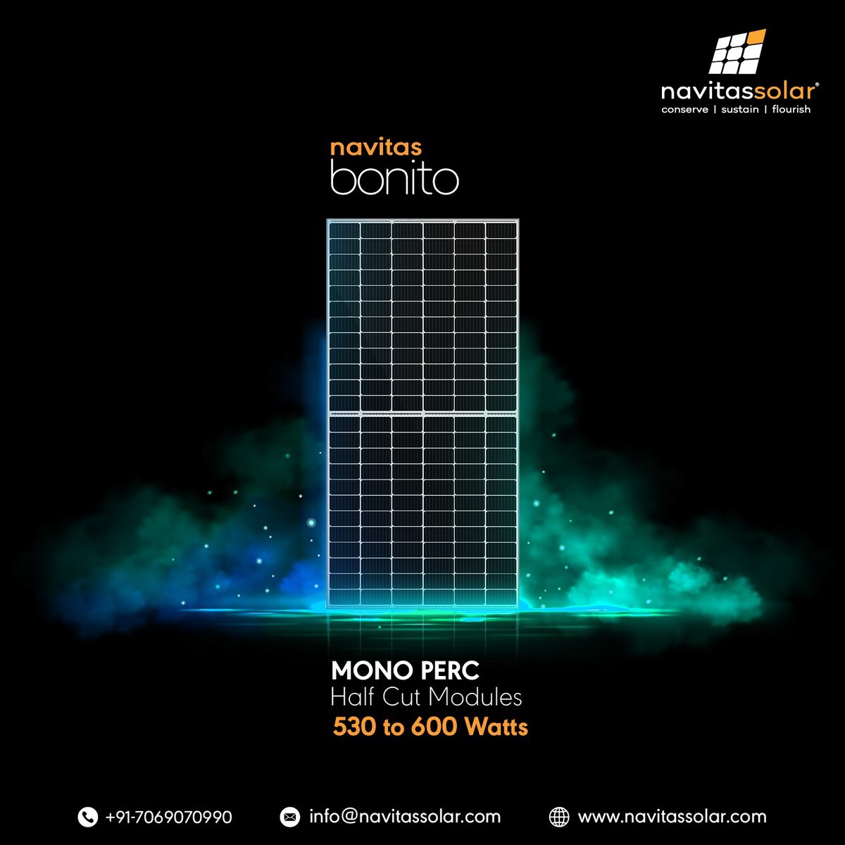 The MONO PERC modules generate power ranging from 530 to 600 Watts, making them a #cost-effective and #eco-friendly choice for your home or business. For more details, Visit us at: navitassolar.com Or write to us at: info@navitassolar.com Or call us at +91 70690 70990