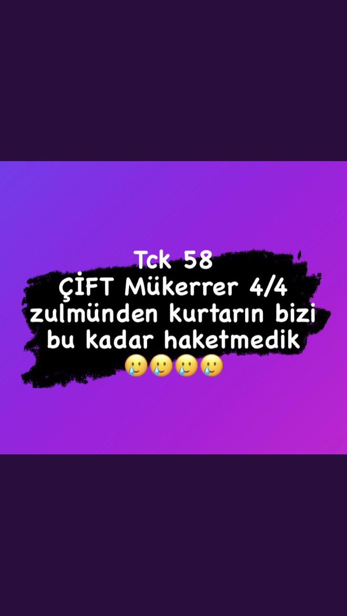 #CiftMukerrereAdalet
Mükerrir ibaresi iptal edilirse cezaevleri büyük ölçüde rahatlayacak ve artık bu yağmacı ve bu kadar masum insanın katillerine ömürlük cezalar verilsin
Anayasa Mahkemesi sesimizi duyun 
<a href="/RTErdogan/">Recep Tayyip Erdoğan</a> 
<a href="/AYMBASKANLIGI/">Anayasa Mahkemesi</a> 
<a href="/yilmaztunc/">Yılmaz TUNÇ</a> 
<a href="/YildizFeti/">Feti Yıldız</a> 
<a href="/adalet_bakanlik/">T.C. Adalet Bakanlığı</a>