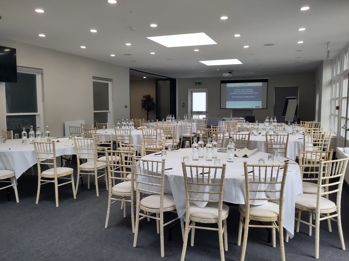 Here we go... <a href="/cppeengland/">CPPE</a> <a href="/CPPEPCPEP/">Primary care pharmacy education pathway 💙</a> Module 1 and Day 3/4 residential ready. Our 48 delegates arriving are in full high spirits, chatting animatedly. Should be a good day Nav 🥳