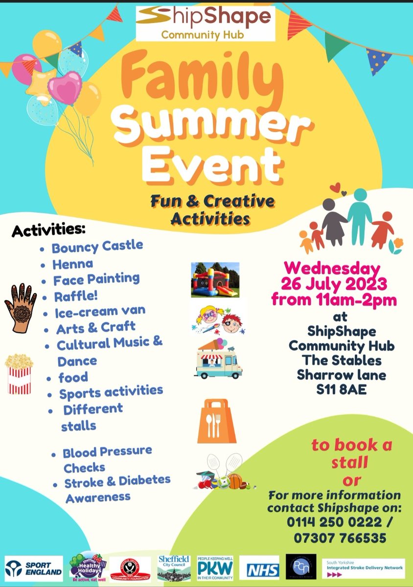 Fun & Creative activitites at our our Family Summer Event. Wednesday 26th July 2023. 11am-2pm. 👇 @furdday @SheffieldUnited @NetherEdgeHead @LowfieldPrimary