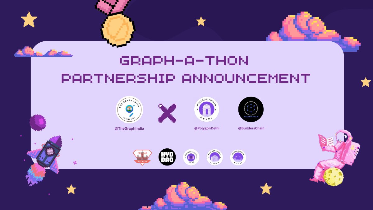 📢 Exciting News! 🎉 We're thrilled to announce 2 new community partners joining #GraphAThon! 

🤝 Warm welcome to <a href="/builderschain/">BuildersChain Community</a> and <a href="/GuildDelhi/">Polygon Guild Delhi</a>. Together, we'll achieve greatness! 🚀