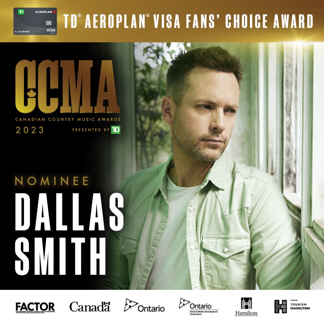 CCMAofficial's tweet photo. RT to vote @dallassmith for the 2023 CCMA TD Aeroplan Visa Fans' Choice Award 🤠🌟

Tweet and use hashtags #TDAeroplanVisaFansChoice #CCMAVoteDallasSmith or visit https://t.co/0tUgA9bZZ2 to vote! 👀🚨

#CCMAAwards https://t.co/gKSj7ZN8Ye