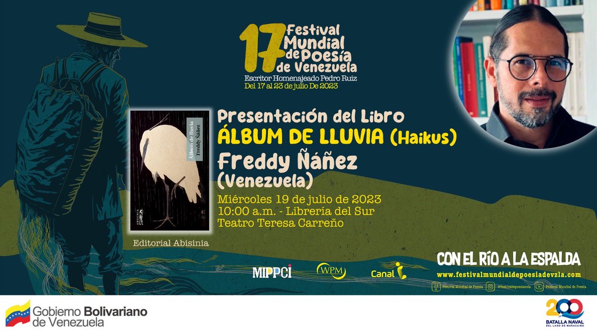 Hoy estaremos desde la Librería del Sur presentando mi libro Álbum de Lluvia, esto en el marco del Festival Mundial de Poesía ¡Los espero!

#19Jul 
#PoesíaEsUnión