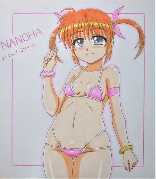 7月の色紙、小さめビキニな小さめなのはちゃん完成しました～😆😊 