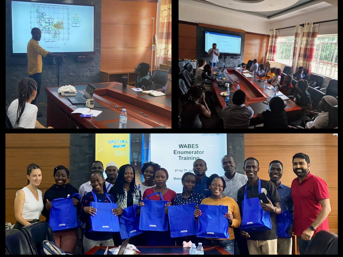 Sandec_Eawag's tweet photo. Sandec’s Ronald Sakaya, @abishek_water &amp; Marisa Boller training enumerators @Makerere, as part of the WABES programme. #WABES researches improving integration of #water, #sanitation &amp; #solidwaste services. https://t.co/PIyhljiStZ @EawagResearch https://t.co/ctrJa3Hdu8