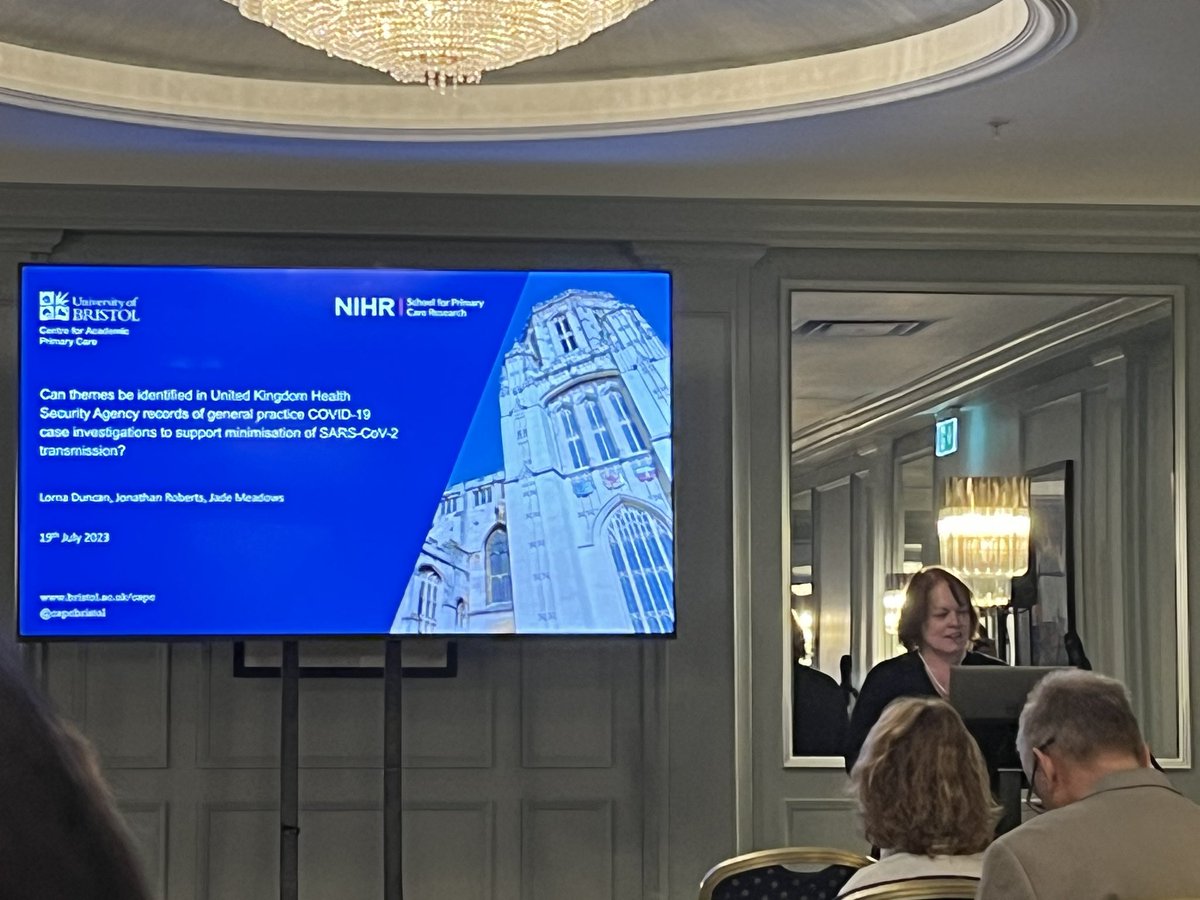 ShobaDawson's tweet photo. @LornaDuncan01 presents on Covid-19 case investigations to support minimisation of SARS CoV-2 transmission @capcbristol #SAPCASM #sapc2023 https://t.co/7rXw42Pnma