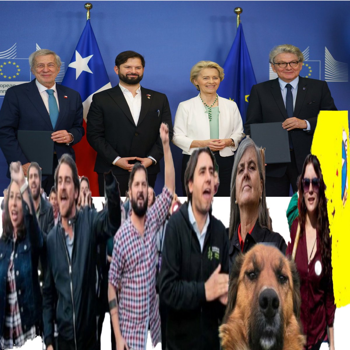 Ahora están calladitos 🎶
La secta que nos vende al mundo, otra vez🎶 
No querían fascismo🎶
Ahora hasta le chupan el Piko, otra vez🎶