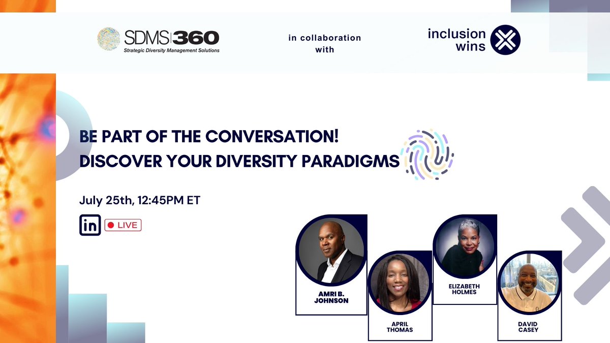 AmriJohnson's tweet photo. ✨ Join us LIVE on July 25th at 12:45 ET in Discovering our #Diversity Paradigms
https://t.co/UtCMxf5JoK
#DiversityEquityInclusion #DiversityandInclusion #Inclusion #DEI #InclusionWins #Leaders #DiversityManagement #LiveEvent https://t.co/fhYGkHX0We