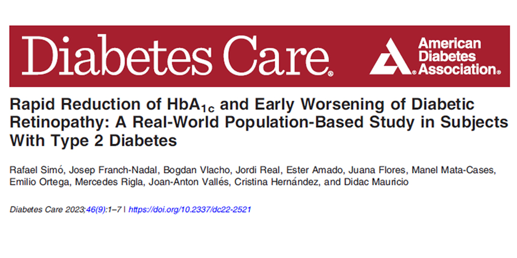 El Grup de Recerca en Diabetis des de l'Atenció Primària (DAP_CAT) ha publicat un article a <a href="/DiabetesCareADA/">Diabetes Care, a research journal of the ADA 🌟</a> sobre la relació entre la reducció ràpida dels nivells de glucosa en sang i la progressió de la retinopatia diabètica lleu o moderada
#RecercaAPBCN
diabetesjournals.org/care/article/d…