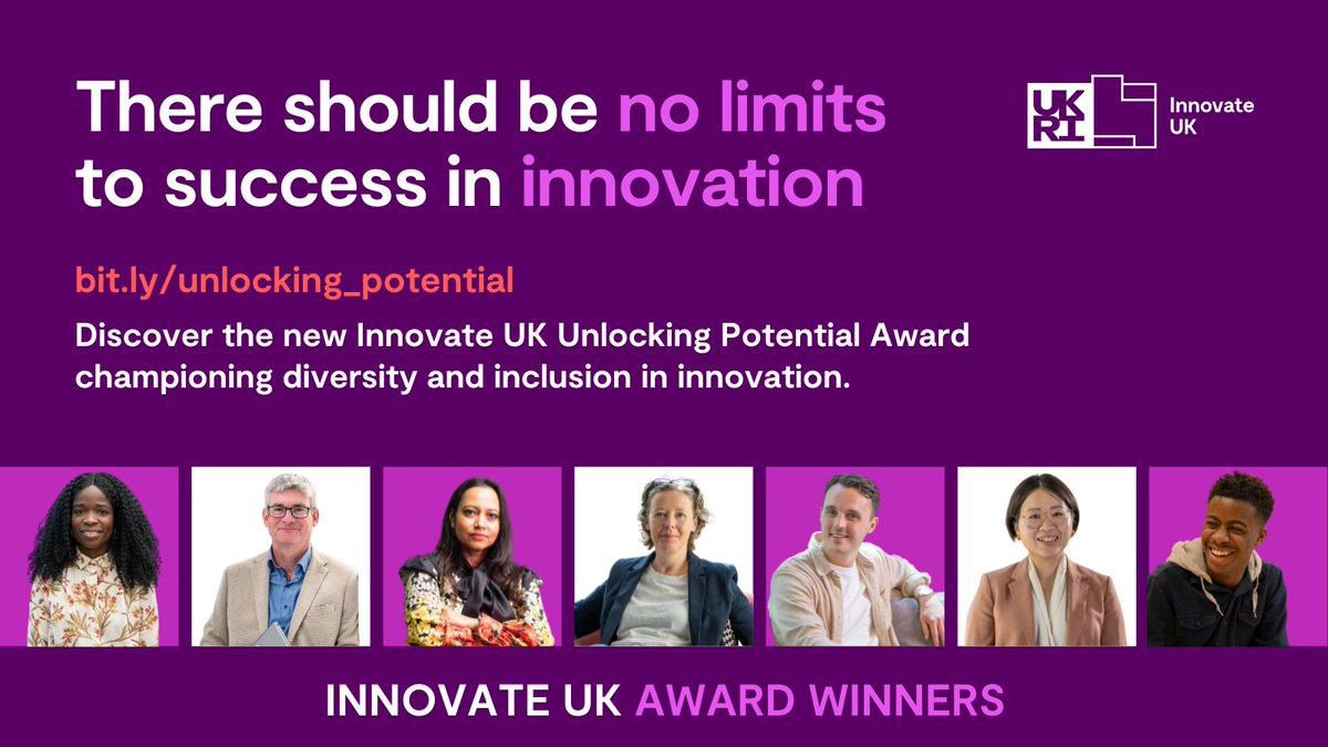 Innovate UK wants to support your big ideas! They’re offering packages of funding, mentorship and tailored advice to help your innovative business to grow. The <a href="/InnovateUK/">Innovate UK</a> Unlocking Potential Award champions diversity and inclusion in innovation. 👉 bit.ly/unlocking_pote…