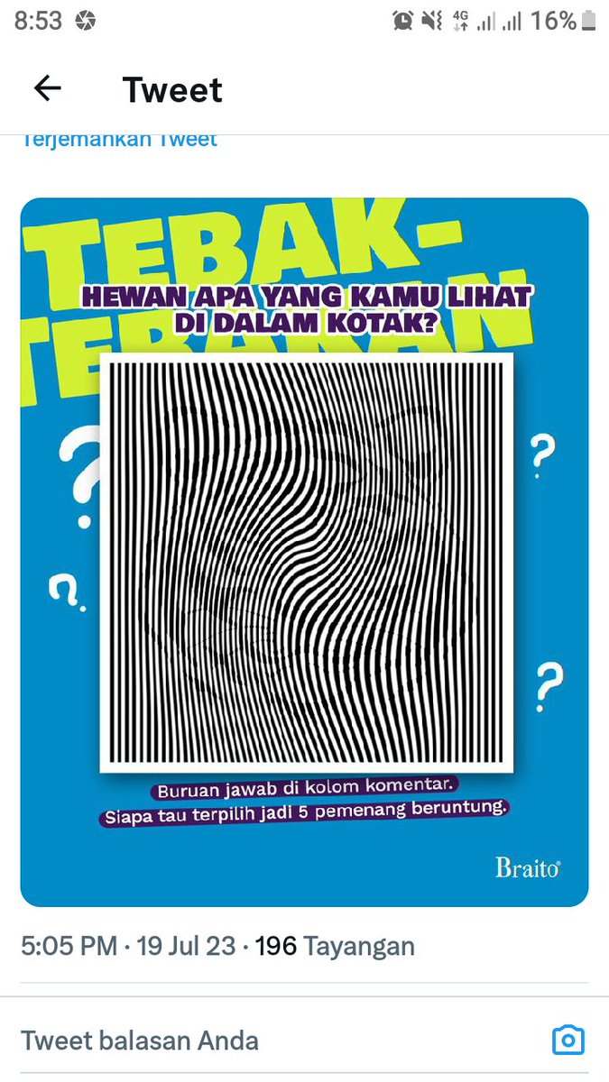 44Oktiva's tweet photo. @BraitoID Done follow @BraitoID 
Jawaban: Harimau
Tag kawan kaka @Ponyo_Imut  @Mazing93  @wineediar_ 
🐈🙏
#Kuis #Giveaway #Pejuangkuis #kuisberhadiah #Kuishunter #kuisinstagram https://t.co/8jgBOgBJTN