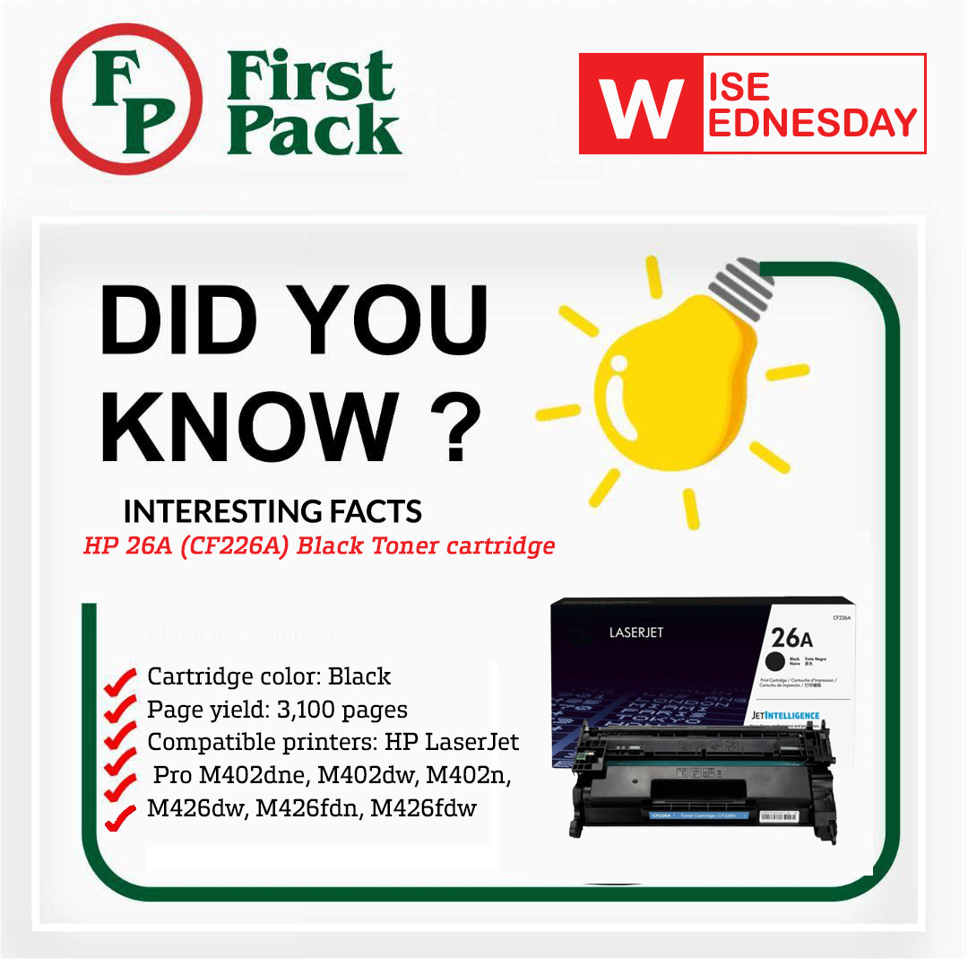 firstpack1's tweet photo. The HP 26A (CF226A) Black Toner cartridge is designed for use with HP LaserJet Pro printers. Prints 3,100pages
Compatible printers: HP LaserJet Pro M402dne, M402dw, M402n, M426dw, M426fdn, M426fdw
#26A #26Atoner #tonercartridges #OriginalToner #hptonercartridges #inkcartridges https://t.co/X43mS3POm4