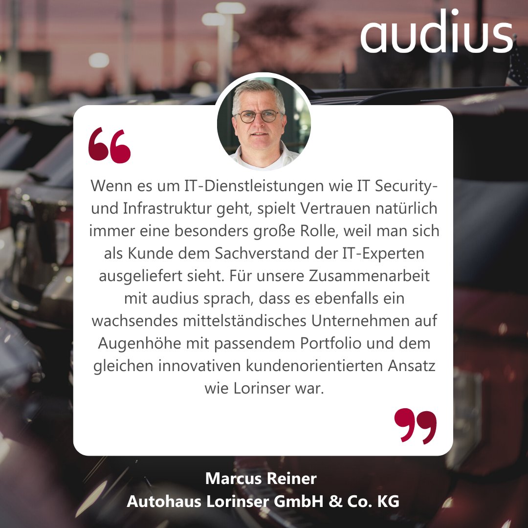 audius + Firmengruppe Lorinser  = Success Story ✔️ 😀

Hier erfahrt Ihr mehr zu dieser Success Story ➡️  sohub.io/jxux
Wir unterstützen gerne auch Euch bei der Planung Eures Digitalisierungsprojekts: sohub.io/d4gn

#audiusgroup #erfolgdurchzuhoeren