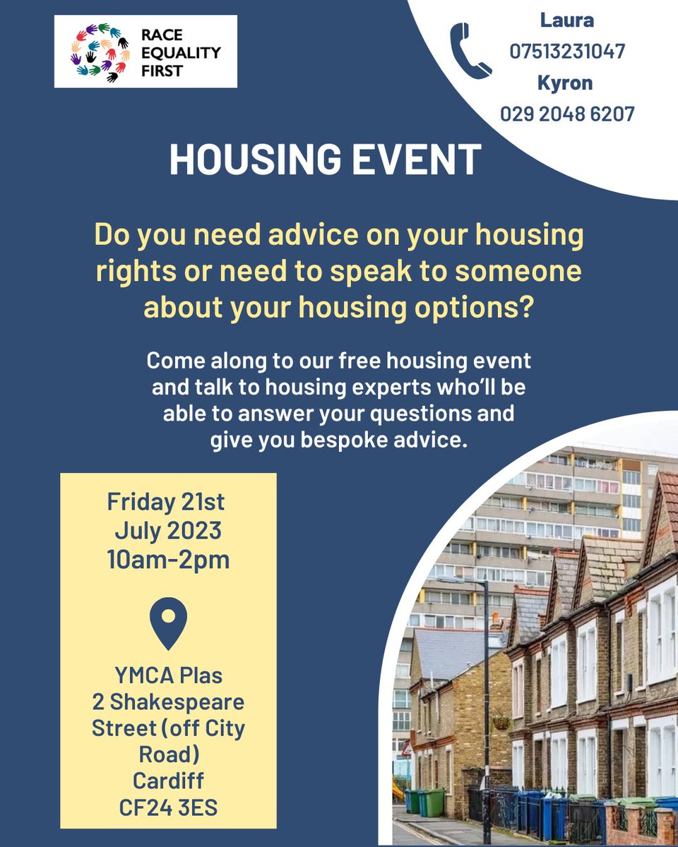 REFCardiffVG's tweet photo. Come along to our hosing event this Friday to have your questions answered by experts! 🏘️ Don’t miss out! #Housing #housingevent #housingwales #housingcardiff #HousingCrisis https://t.co/Qzd8k30QgJ
