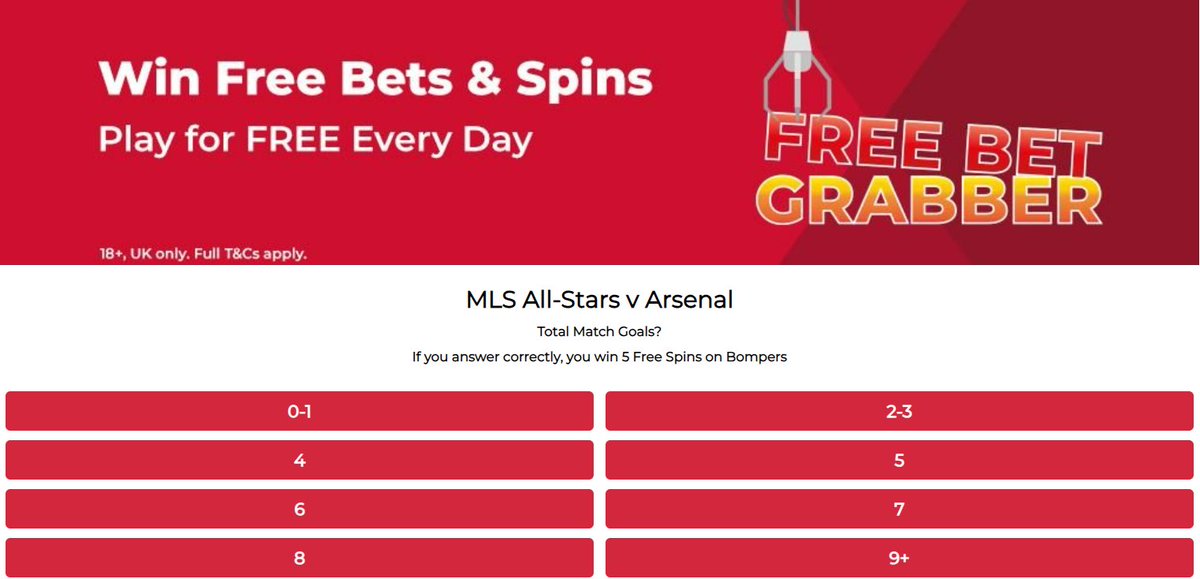With The Pools Free Bet Grabber you have the chance to win daily free bets and free spins. Answer the question correctly and you'll receive the displayed prize! Play here: bit.ly/3Od1Cpp 18+. BeGambleAware. Terms & Conditions apply. #Pools #Freebet