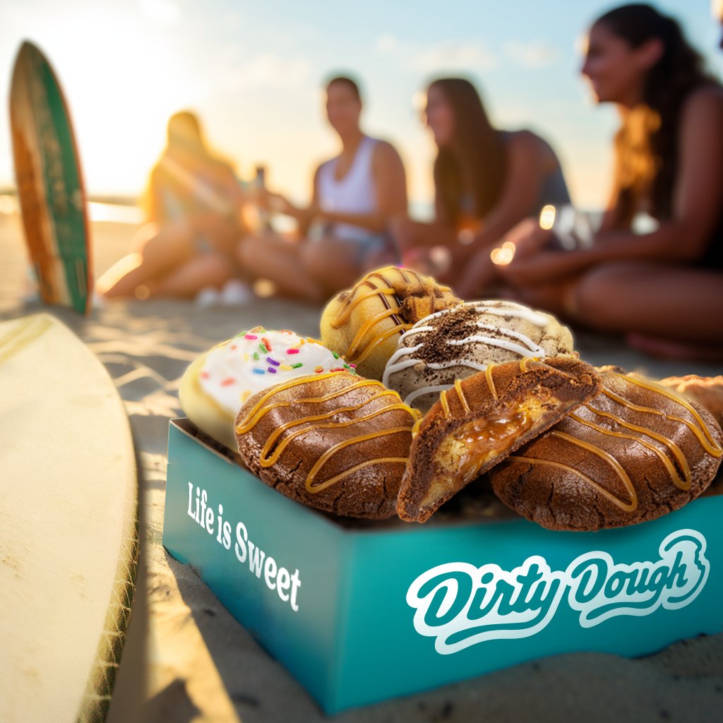 🏖️☀️ Dive into pure bliss at Dirty Dough! Leave your worries behind and let the beach vibes and irresistible treats wash them away. 😄 #BeachVibes #SweetEscape #DirtyDough #CookieLovers #CookieCravings #CookieAdventure #IndulgeInFlavors #DirtyDough #GetDirtyWithDirtyDough