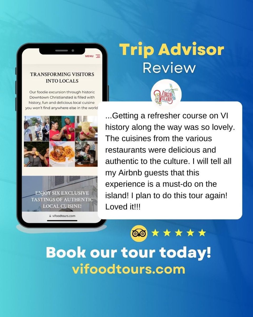 Wow your #Airbnb guests with a recommendation to book the Taste of Twin City Food Tour! 6 authentic local tastings + insight into the history, architecture and culture of #StCroix is the perfect combination for a fun afternoon in downtown #Christiansted. vifoodtours.com