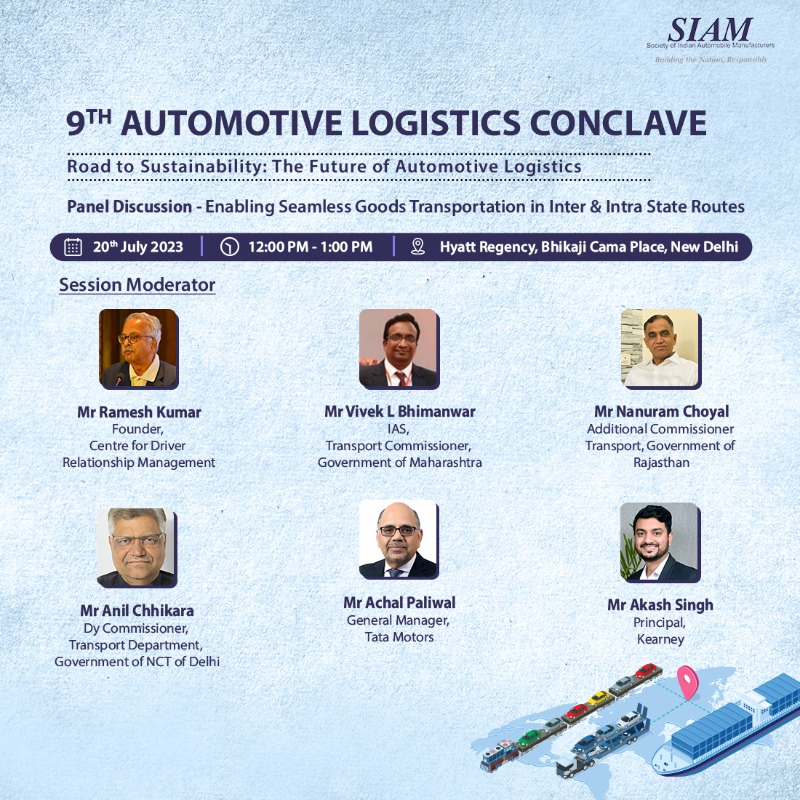 siamindia's tweet photo. At the 9th #SIAMLogisticsConclave, our esteemed speakers will convene to shed light on the need to enhance the automotive logistics in India.  #BTNR #RoadToSustainability #AutomotiveLogistics

Register now!