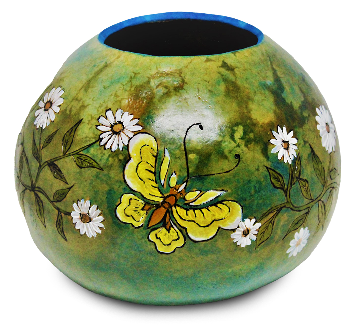 Regina Ward made this beautiful spring gourd bowl with flowers and butterflies! She used Formula 49 and our Ink dyes😍🦋 #gourdbowl