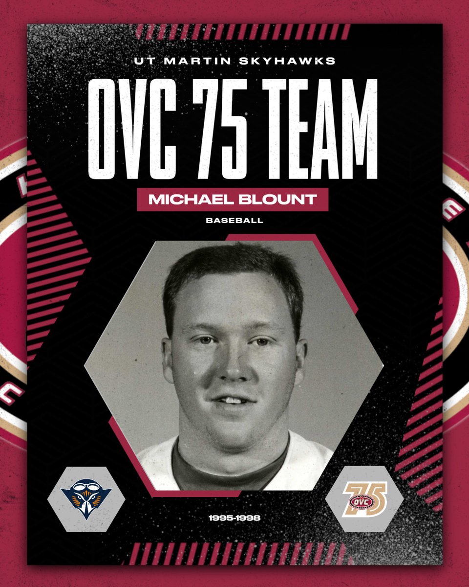 ETHAN_RECLAIM's tweet photo. Congrats to @UTMBase standout Michael Blount (1995-98) on making the OVC 75th Anniversary Team for Baseball!

🏅 First UTM pitcher to be All-OVC 1st team
⚾ Left as UTM career leader in GS (49) and IP (285)
⚾ Ranks 2nd in CG (15) and 5th in K (183)

#MartinMade | #OVCit | #OVC75 https://t.co/bLyqlDTdVQ