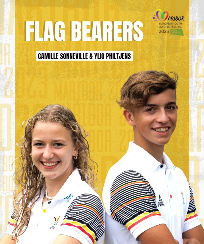 The 🇧🇪 flag bearers for the EYOF in Maribor (🇸🇮) are Camille Sonneville and Ylio Philtjens! Congratulations!