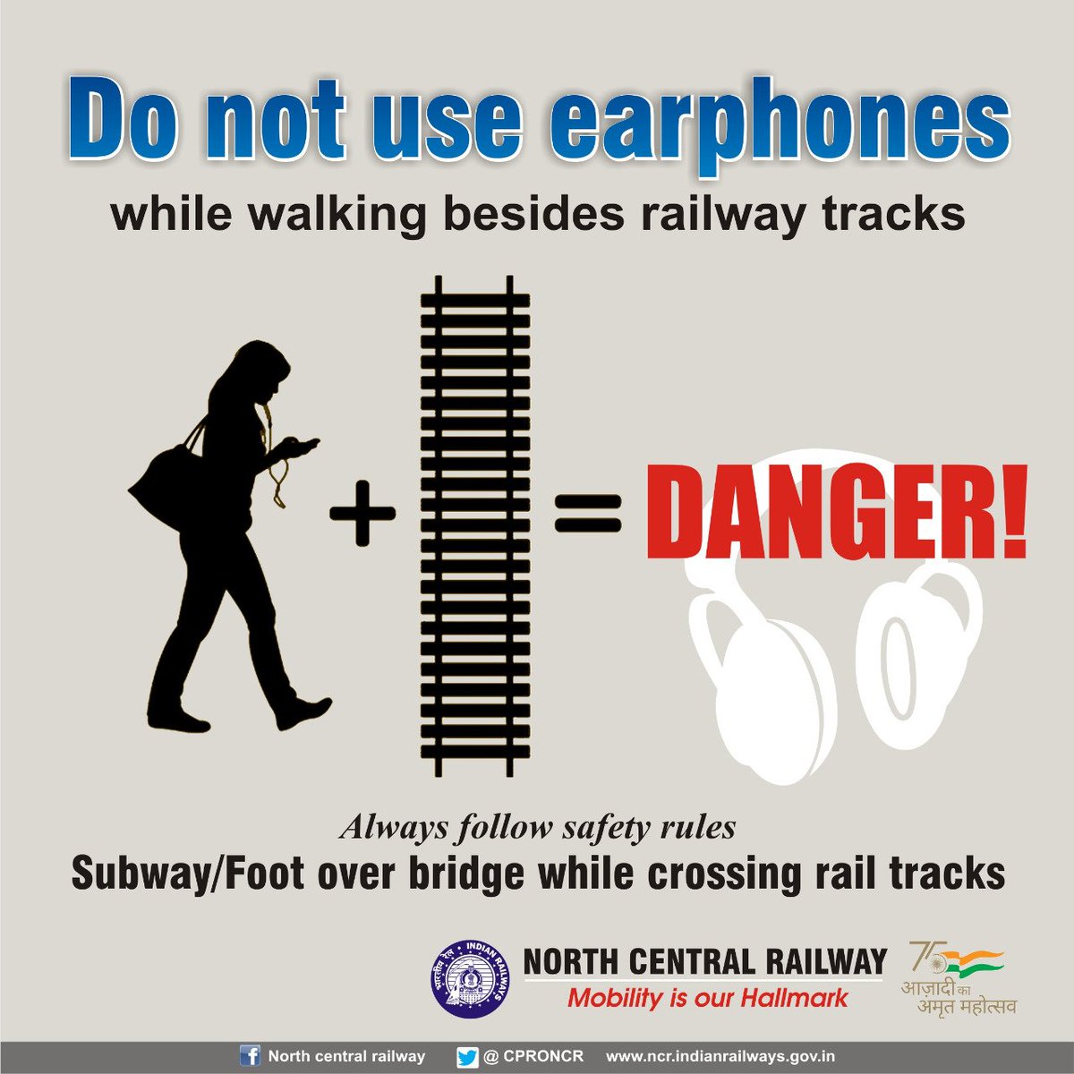 CPRONCR's tweet photo. Your life is worth more than a shortcut.
Avoid trespassing on #Railway tracks and choose a #Safer_Path.
#StayOffTheTracks
#AlertToday #AliveTomorrow
#RailwaySafety #ChooseLife https://t.co/En3JhL9q4B
