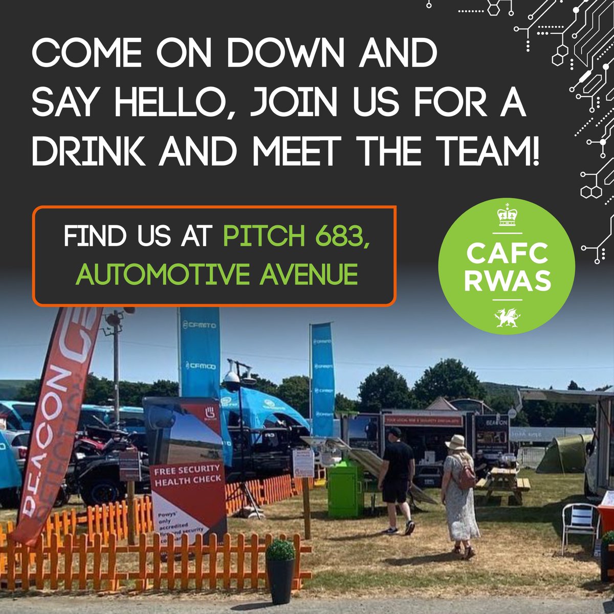 BeaconDetection's tweet image. It’s day one of the Royal Welsh Show, the biggest agricultural show in Europe, and we’re ready to welcome you on stand 683 on Automation Avenue.

Come on down and say hello, join us for a drink and meet the team.

#BeaconDetection #CCTVPowys #RoyalWelshShow2023