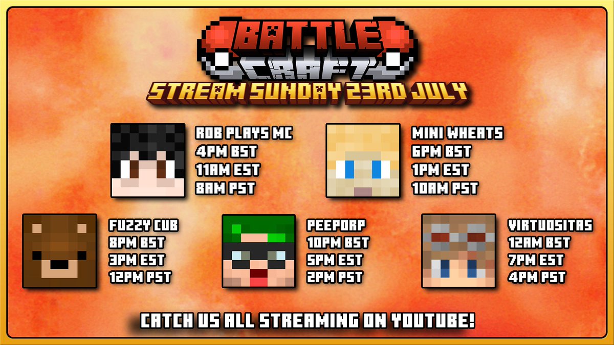 BattlecraftSMP's tweet photo. ITS HAPPENING!!!!

Our first #streamsunday gets underway this weekend!

We have some amazing things lined up for you all so get your pokeballs primes, your potions poised and let's get ready to catch 'em all!!!

#cobblemon #minecraft #streamday #catchemall #pokemon https://t.co/XpZij6GXLp