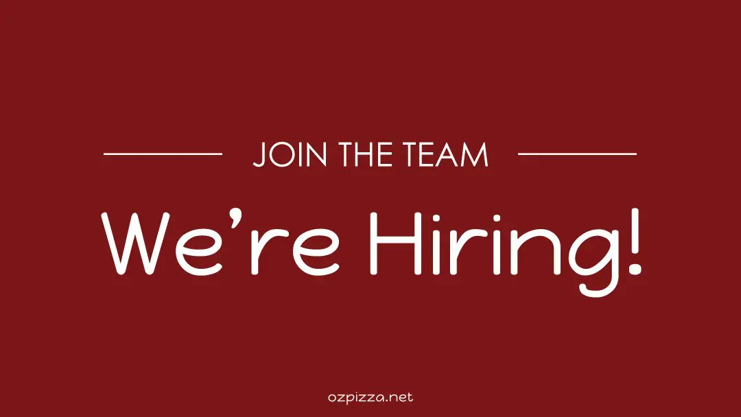 OzPizza's tweet photo. We are hiring... Please apply online at https://t.co/pKwX65B7Bn 
p https://t.co/c6ed5SUe5X