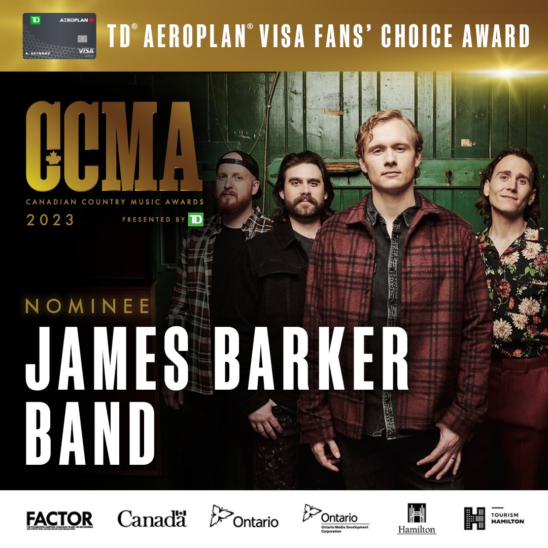 CCMA (@ccmaofficial) on Twitter photo RT to vote <a href="/jamesbarkerband/">James Barker Band</a> for the 2023 CCMA TD Aeroplan Visa Fans' Choice Award 🤠🌟
Tweet and use hashtags #TDAeroplanVisaFansChoice #CCMAVoteJamesBarkerBand or visit ccmafanvote.com to vote! 👀🚨
#CCMAAwards RT to vote <a href="/jamesbarkerband/">James Barker Band</a> for the 2023 CCMA TD Aeroplan Visa Fans' Choice Award 🤠🌟
Tweet and use hashtags #TDAeroplanVisaFansChoice #CCMAVoteJamesBarkerBand or visit ccmafanvote.com to vote! 👀🚨
#CCMAAwards