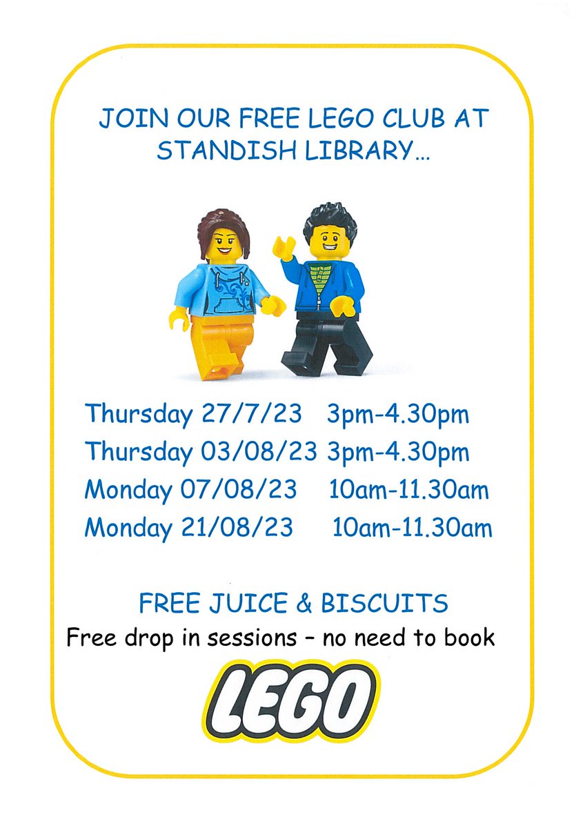WiganLibraries's tweet image. Check out our free Lego club at Standish library
#summerholidayactivities
#StandishLibrary
#legofun