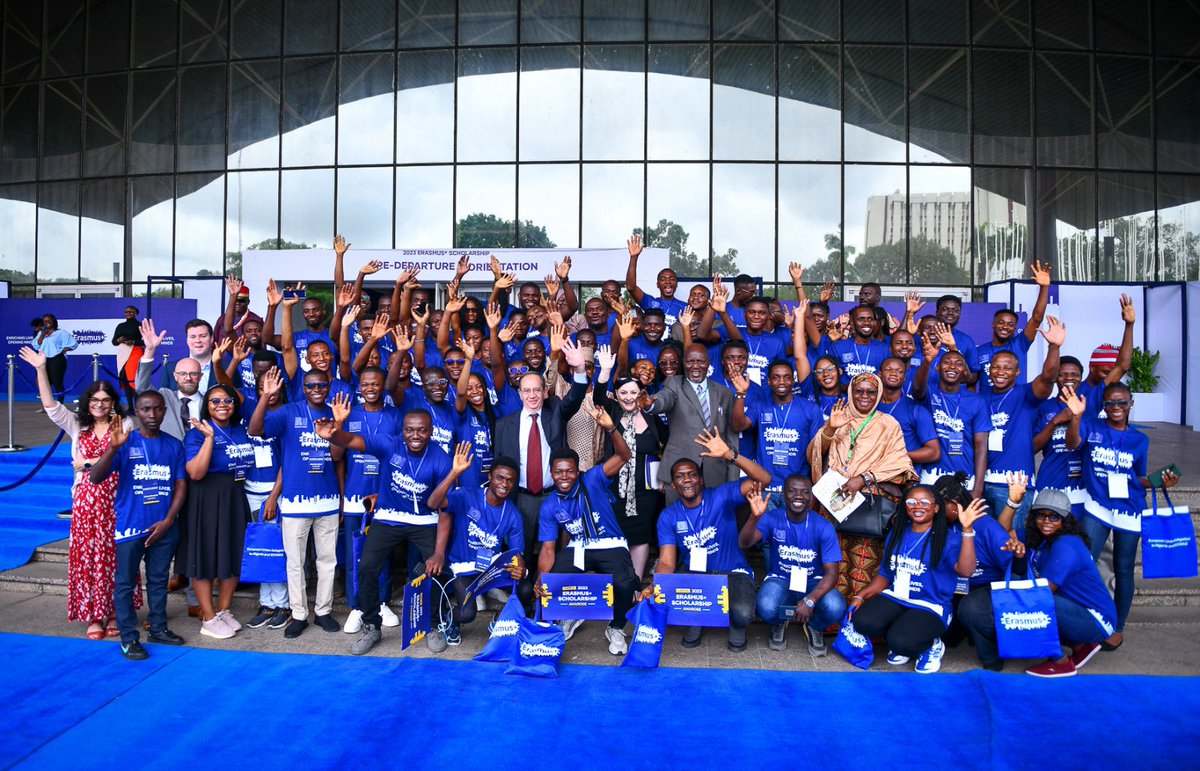 SamuelaIsopi's tweet photo. Had the pleasure to welcome this morning the 135 Nigerian scholarships awardees at the opening of a fantastic 2023 Erasmus+ event. Nigeria is top recipient in Africa and among the top 5 globally. We want Nigeria to be number one! Together 🇳🇬and🇪🇺we will get there. @EUErasmusPlus https://t.co/mP64CSCw38