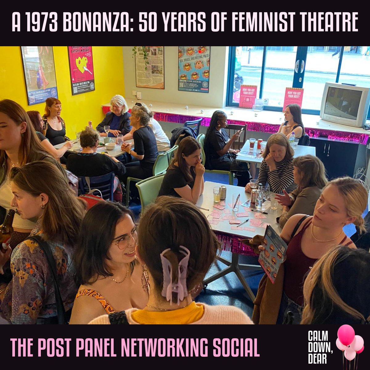 So La Flair (@solaflair_) on Twitter photo On the 3rd June, so la fairies and powerful feminists in theatre joined together for a sensational intergenerational conversation and it was magic 💘
A 1973 Bonanza celebrated 50yrs since the first ever Women’s Theatre Festival and 10 years of Calm Down Dear <a href="/CamdenPT/">Camden People's Theatre</a> On the 3rd June, so la fairies and powerful feminists in theatre joined together for a sensational intergenerational conversation and it was magic 💘
A 1973 Bonanza celebrated 50yrs since the first ever Women’s Theatre Festival and 10 years of Calm Down Dear <a href="/CamdenPT/">Camden People's Theatre</a>