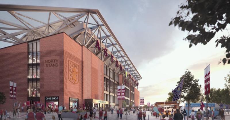 AstonVilla's tweet photo. Aston Villa can confirm the club's updated plans for the redevelopment of the North Stand and its immediate vicinity.