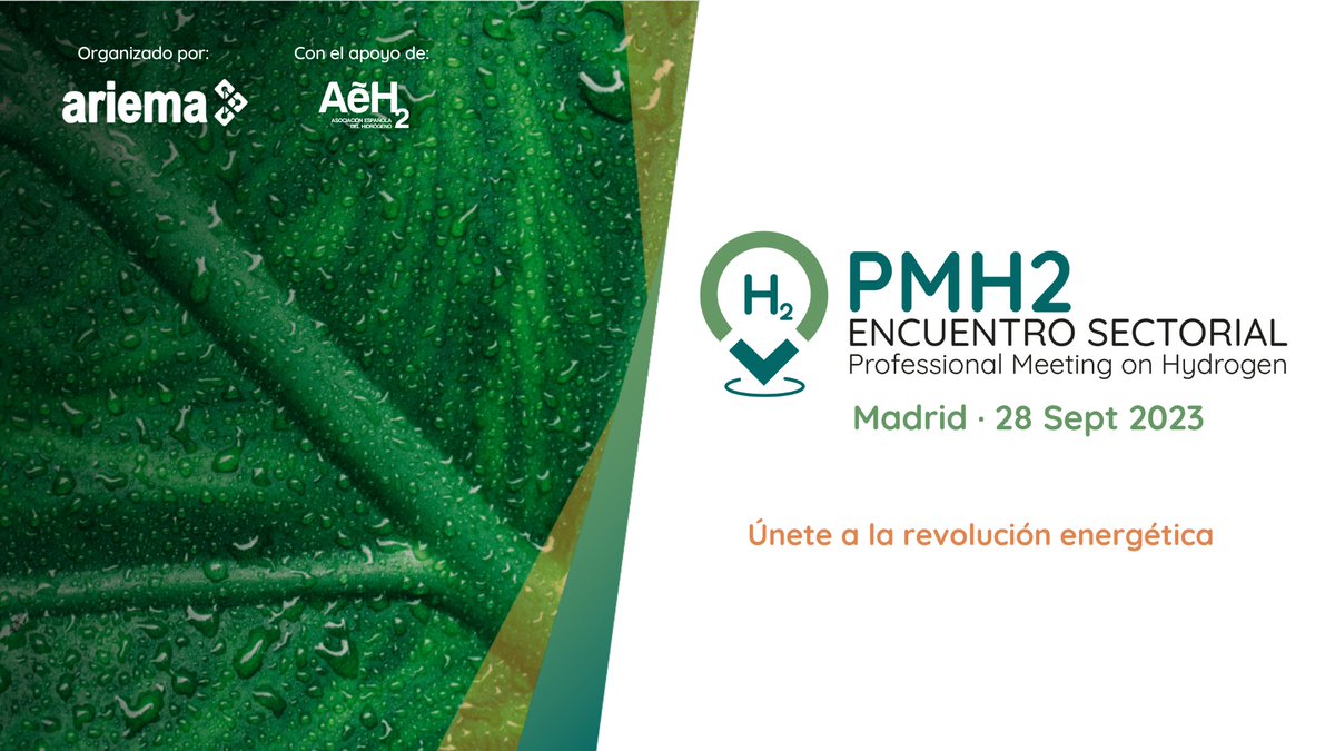 PTe_H2's tweet photo. 📣¡La  @PTe_H2  participará en el @pmh2_2023!

🍃Podrás conocer los últimos avances del sector del #hidrógeno, así como establecer colaboraciones de interés y mantenerte actualizado sobre las tendencias del mercado y la evolución del sector 👇https://t.co/BZHMCR8KDv https://t.co/gaH12EN7it