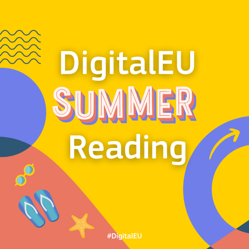 DigitalEU's tweet photo. 🏖 Getting ready for the summer?

📚☀️ Whether you're packing your suitcase, beach bag or just going to relax in your own backyard, a good book can help you feel like everyday is a holiday.

↔️ Swipe to check our #DigitalSummerReading of the week focusing on #AI &amp; robotics.