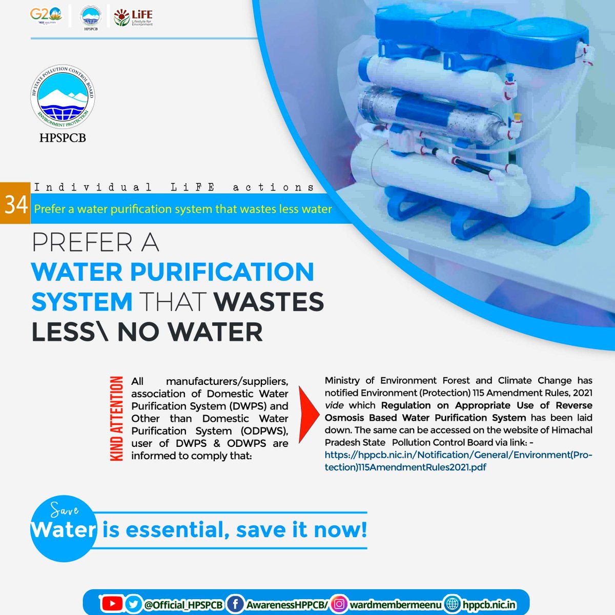 Official_HPSPCB's tweet image. #LifestyleForEnvironment
Prefer a water purification system that wastes less water !
#hpspcb
#chooselife
#AzadiKaAmritMahotsav
#missionlife
#merilife
