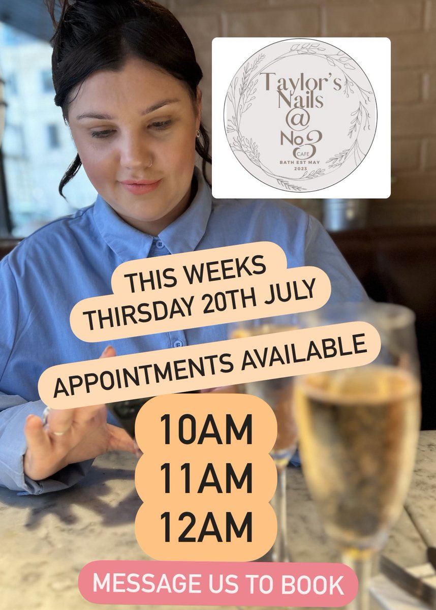 💕This Week💕

Full set of gel nails includes hot drink &amp; cupcake.
£35.00

Message us to book!
#taylorsnails #supportlocalbusiness 
<a href="/ThePigGuide/">ThePrandialPlayground</a> <a href="/InBath/">InBath</a> <a href="/BathLifeMag/">Bath Life</a>